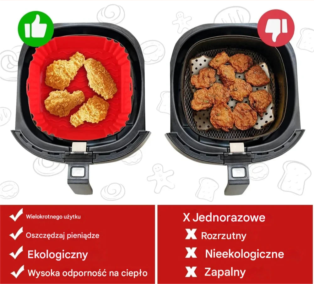 Mata / Naczynie Silikonowe do Air Fryer 20 / 22cm - Łatwe Czyszczenie | Non-Stick