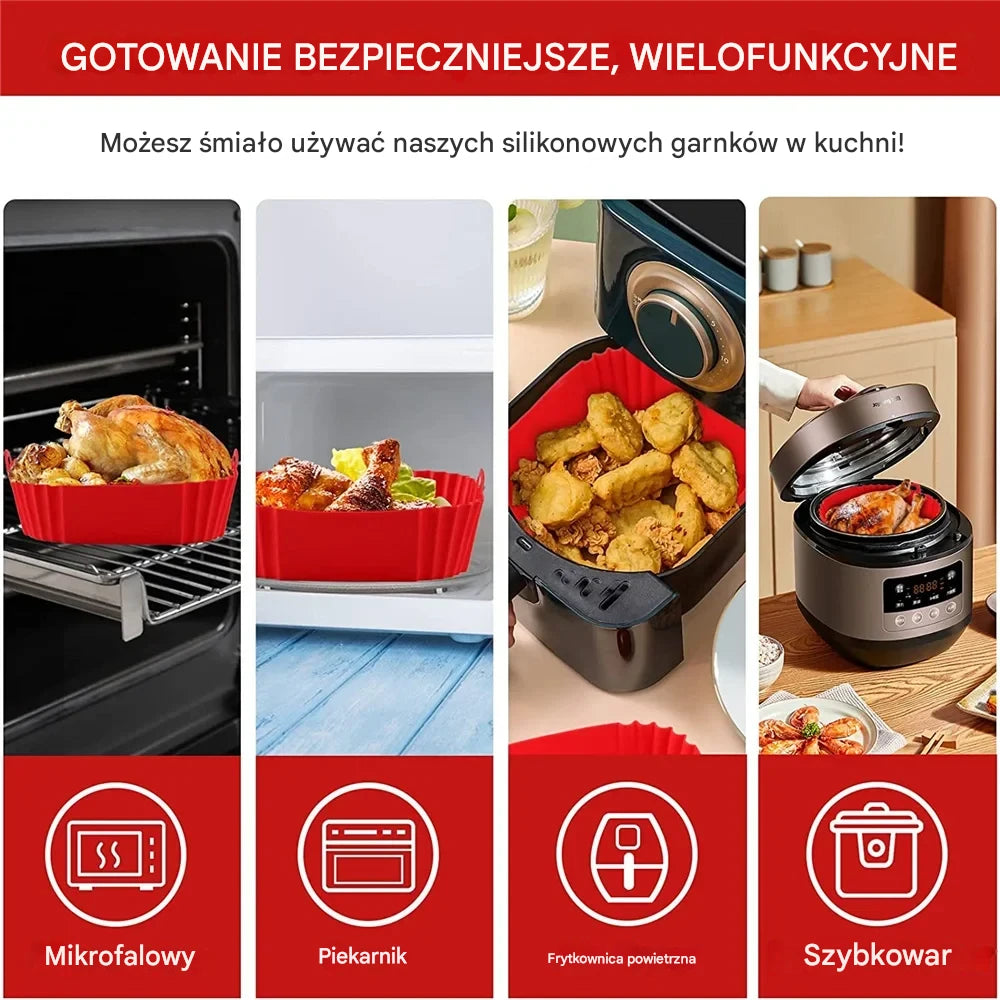 Mata / Naczynie Silikonowe do Air Fryer 20 / 22cm - Łatwe Czyszczenie | Non-Stick