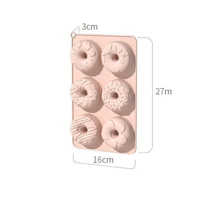 Foremka do Pieczenia Pączków / Donutów (6 szt.) | Silikonowa Non-Stick 16x27x3cm